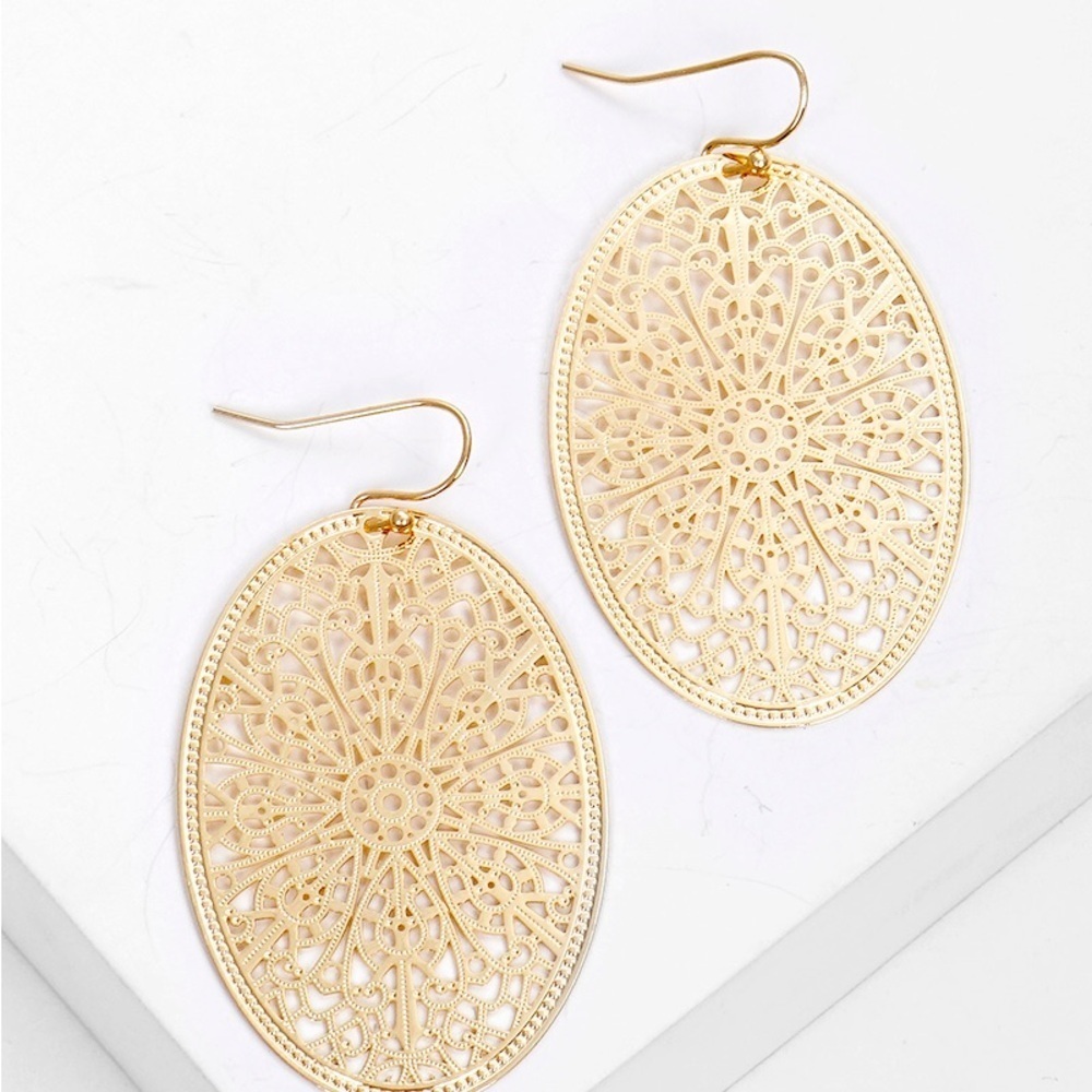 Metal Oval Filigree Earrings
(New)